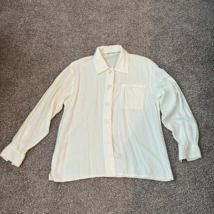 Cream blouse long sleeve rayon blend soft size m